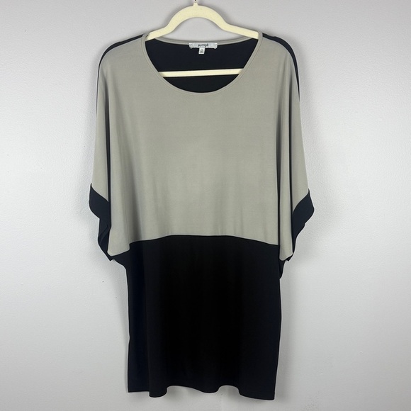 Sympli Black Gray Tan Colour Block Minimalist Casual Tunic Top Size 12 - Picture 8 of 10